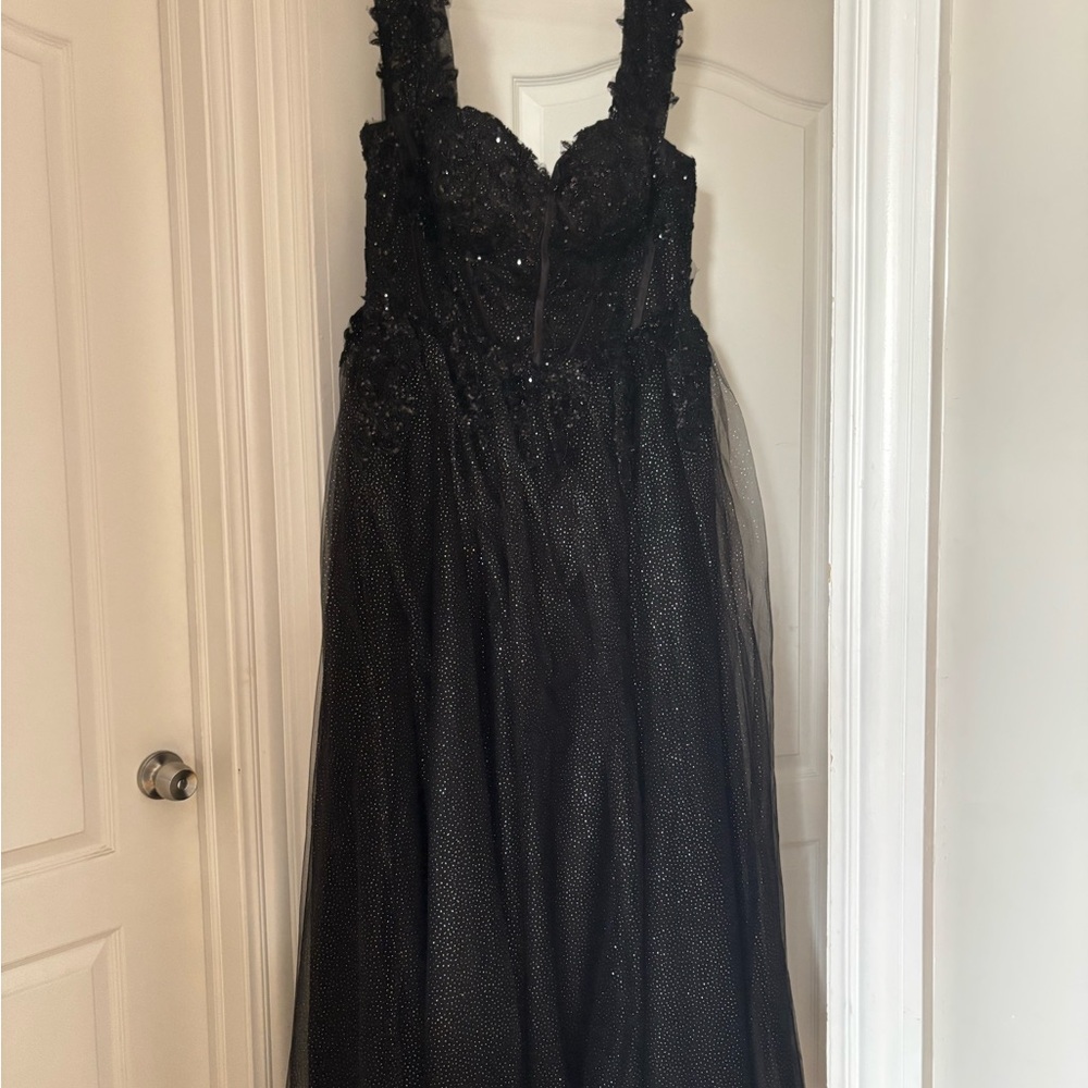 Black Mesh & Lace Sweetheart Corset Top Dress